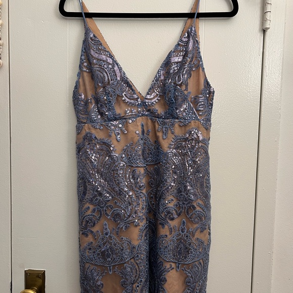 Free People - Blue Lace Mini Dress - Picture 5 of 6